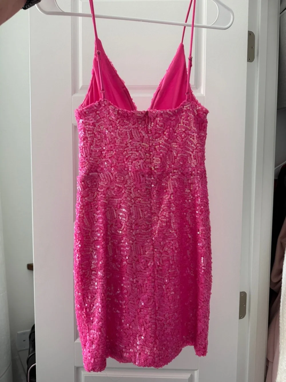 Hot Pink Sequin Slip Dress - Picture 2 of 2